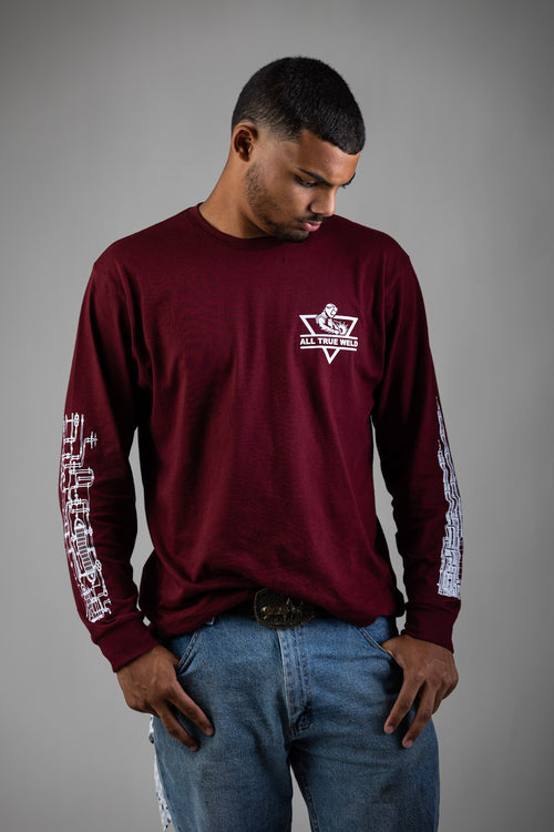 All True Weld – Industrial Long Sleeve Tee | Burgundy